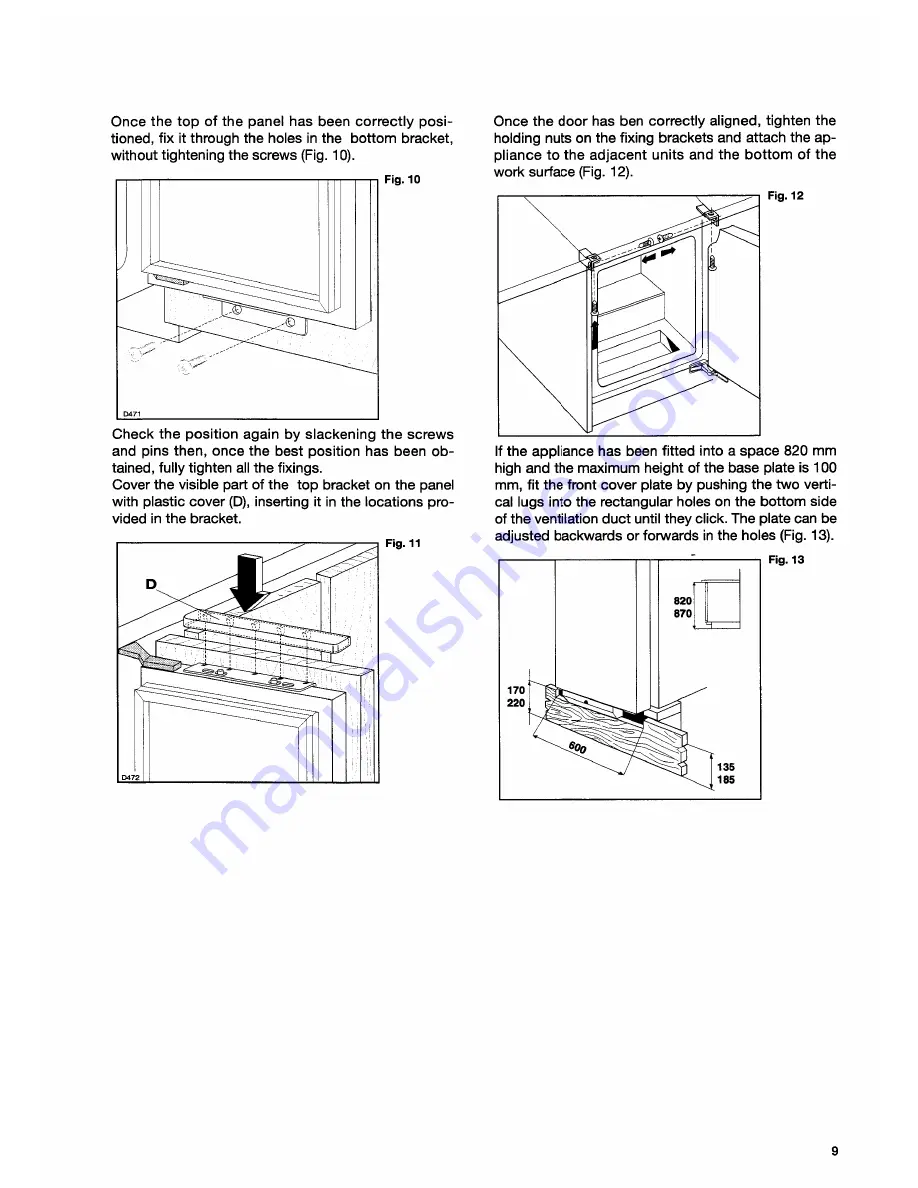 Tricity Bendix BF422W Operating And Installation Manual Download Page 9