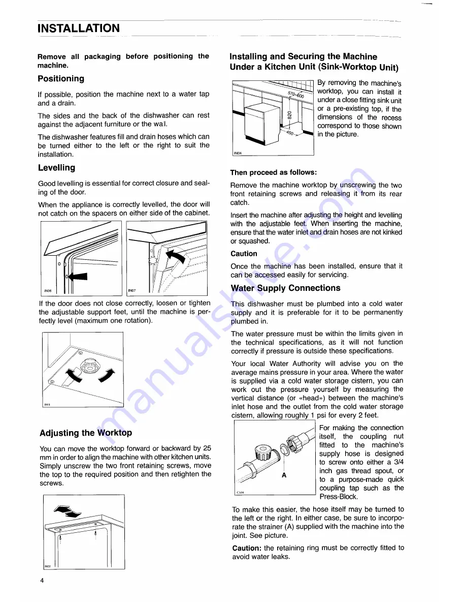 Tricity Bendix CDW 086 Operating And Installation Instructions Download Page 4