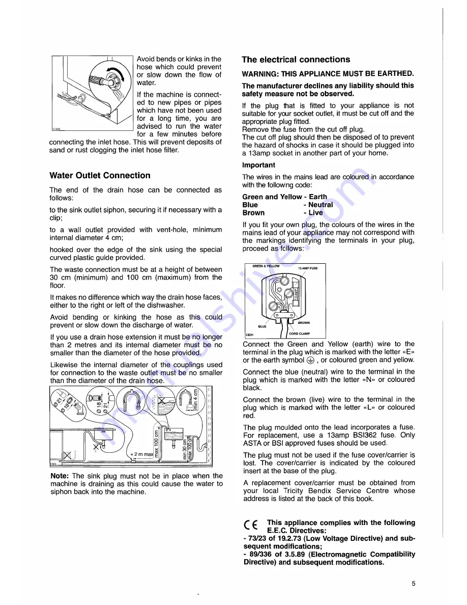 Tricity Bendix CDW 086 Operating And Installation Instructions Download Page 5