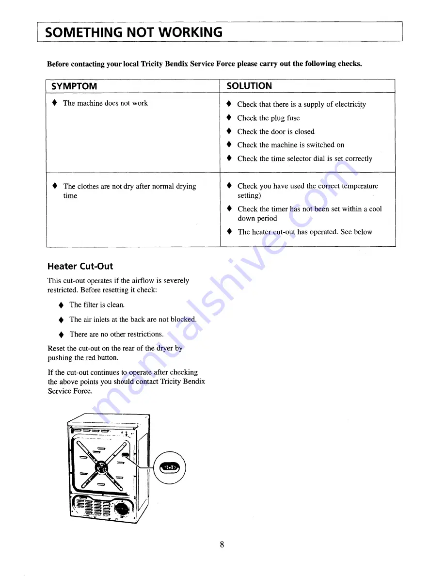 Tricity Bendix Deluxe TM545 Operating & Installation Instructions Manual Download Page 10