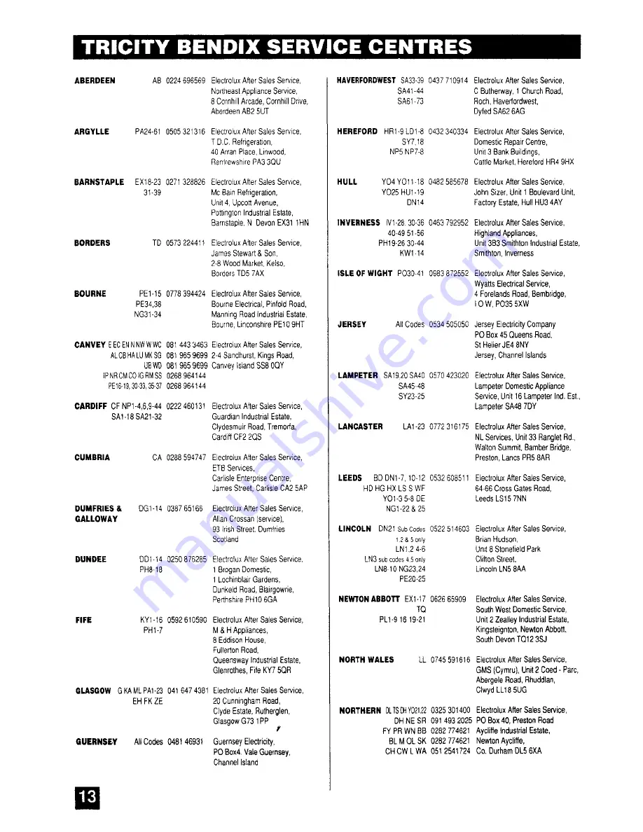 Tricity Bendix FDF105W User Manual Download Page 16