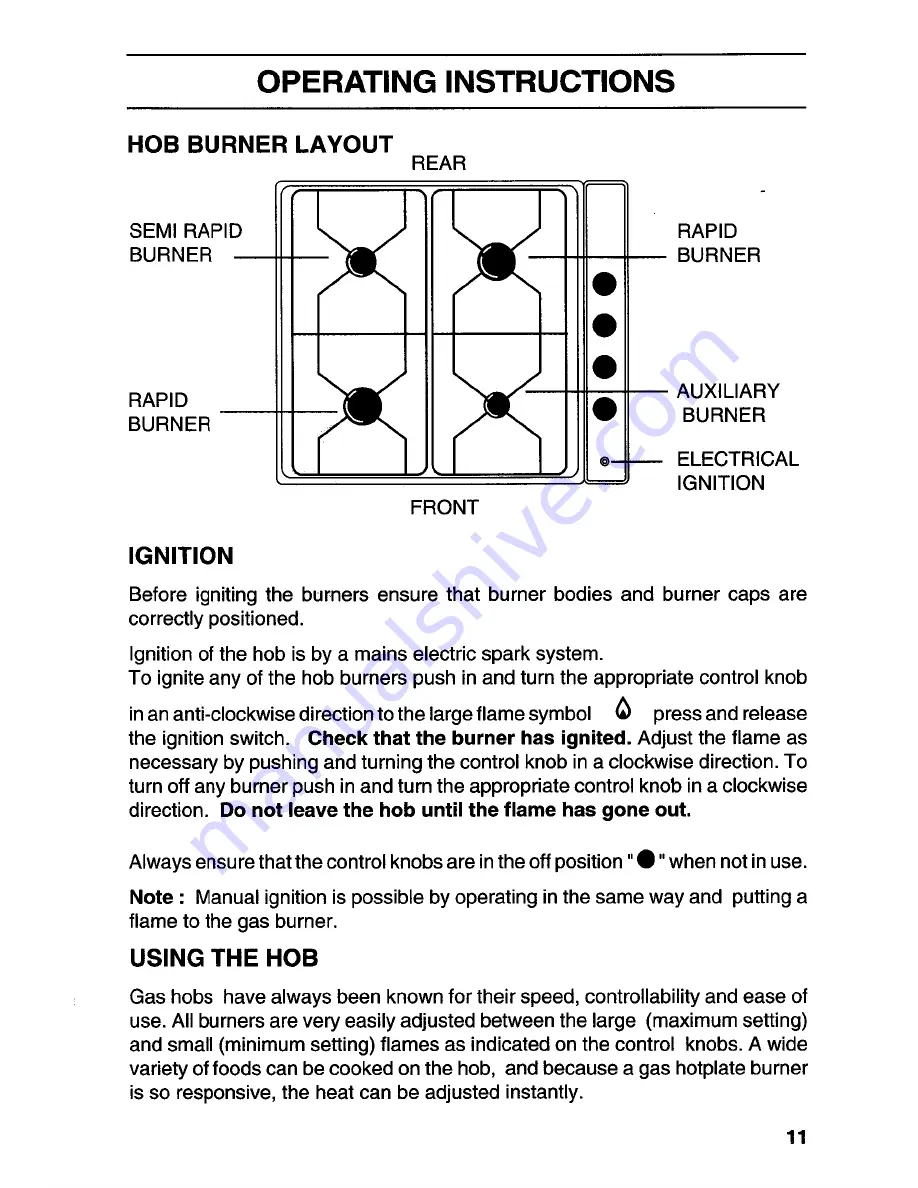 Tricity Bendix HG210 Operating And Installation Instructions Download Page 11