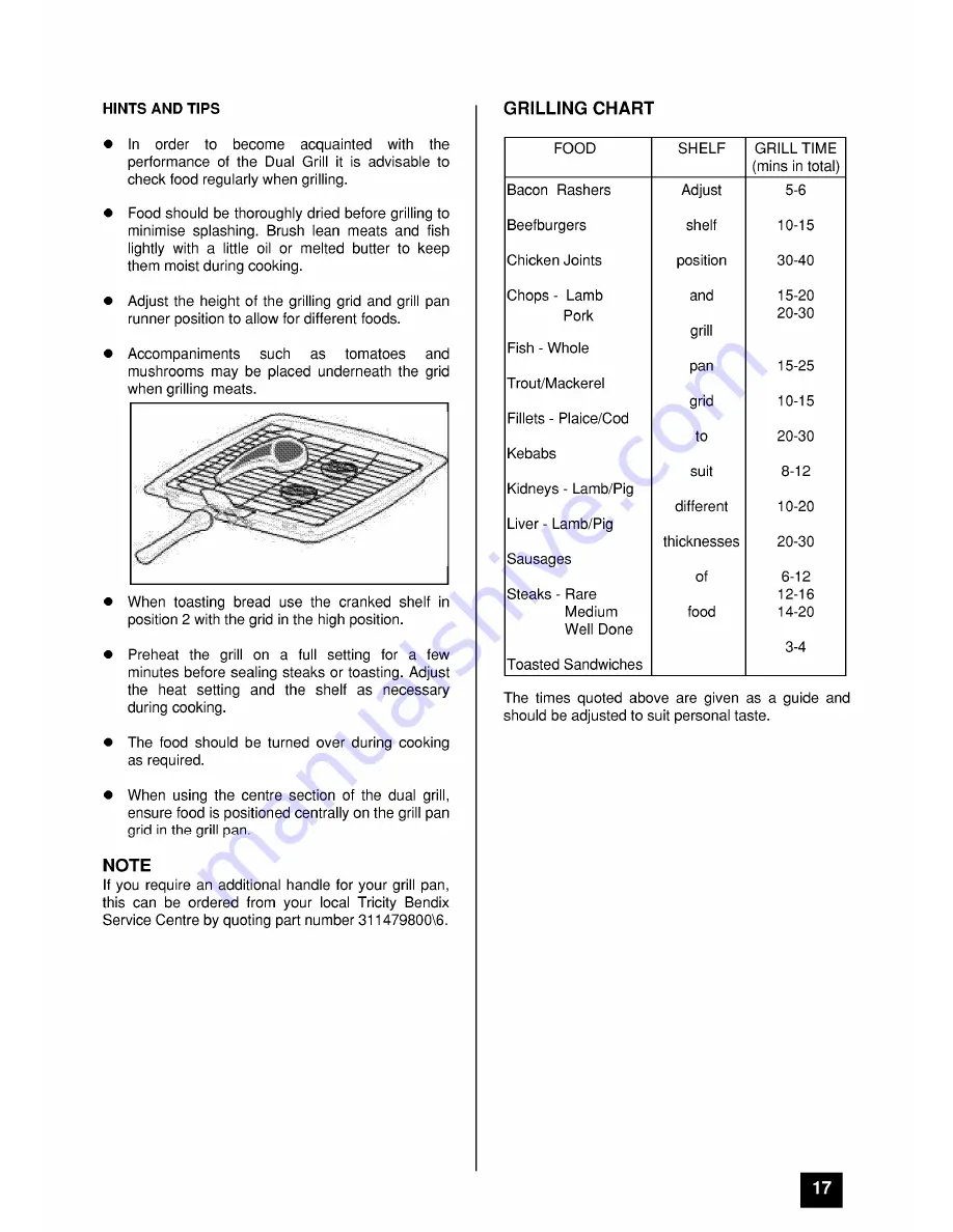 Tricity Bendix SIE 520 Operating And Installation Instructions Download Page 17