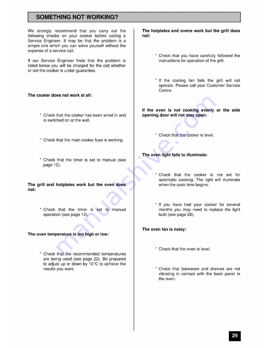 Tricity Bendix SIE 520 Operating And Installation Instructions Download Page 29