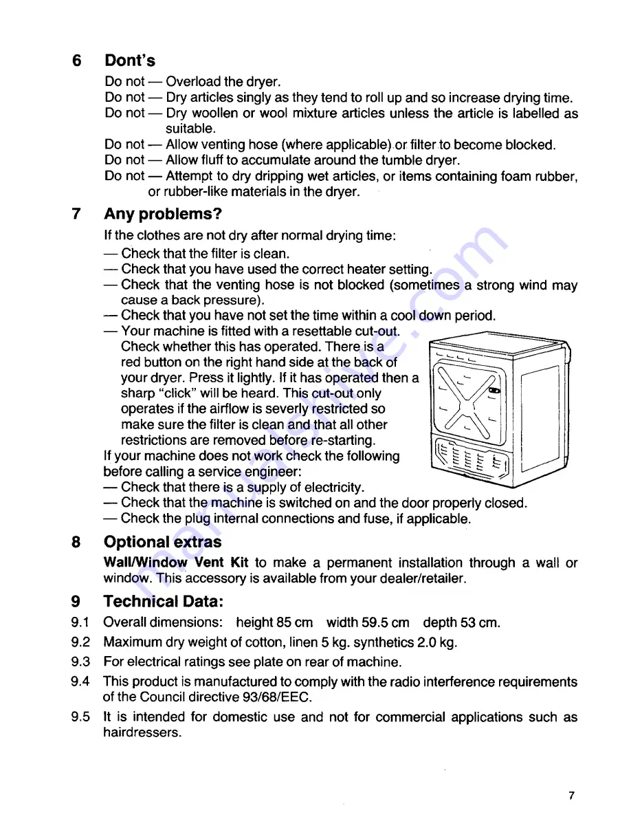 Tricity Bendix TM 540 Operating And Installation Instructions Download Page 7