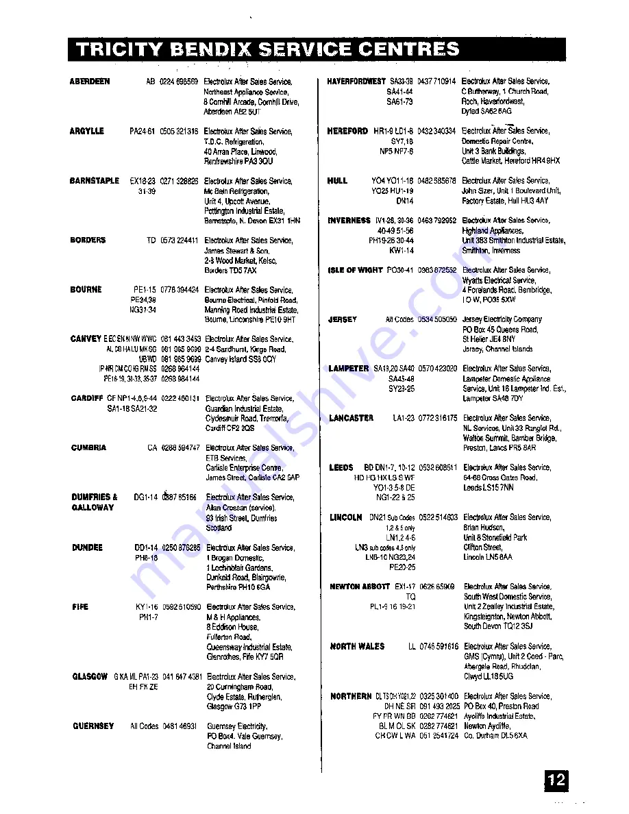 Tricity Bendix UF400 User Manual Download Page 15