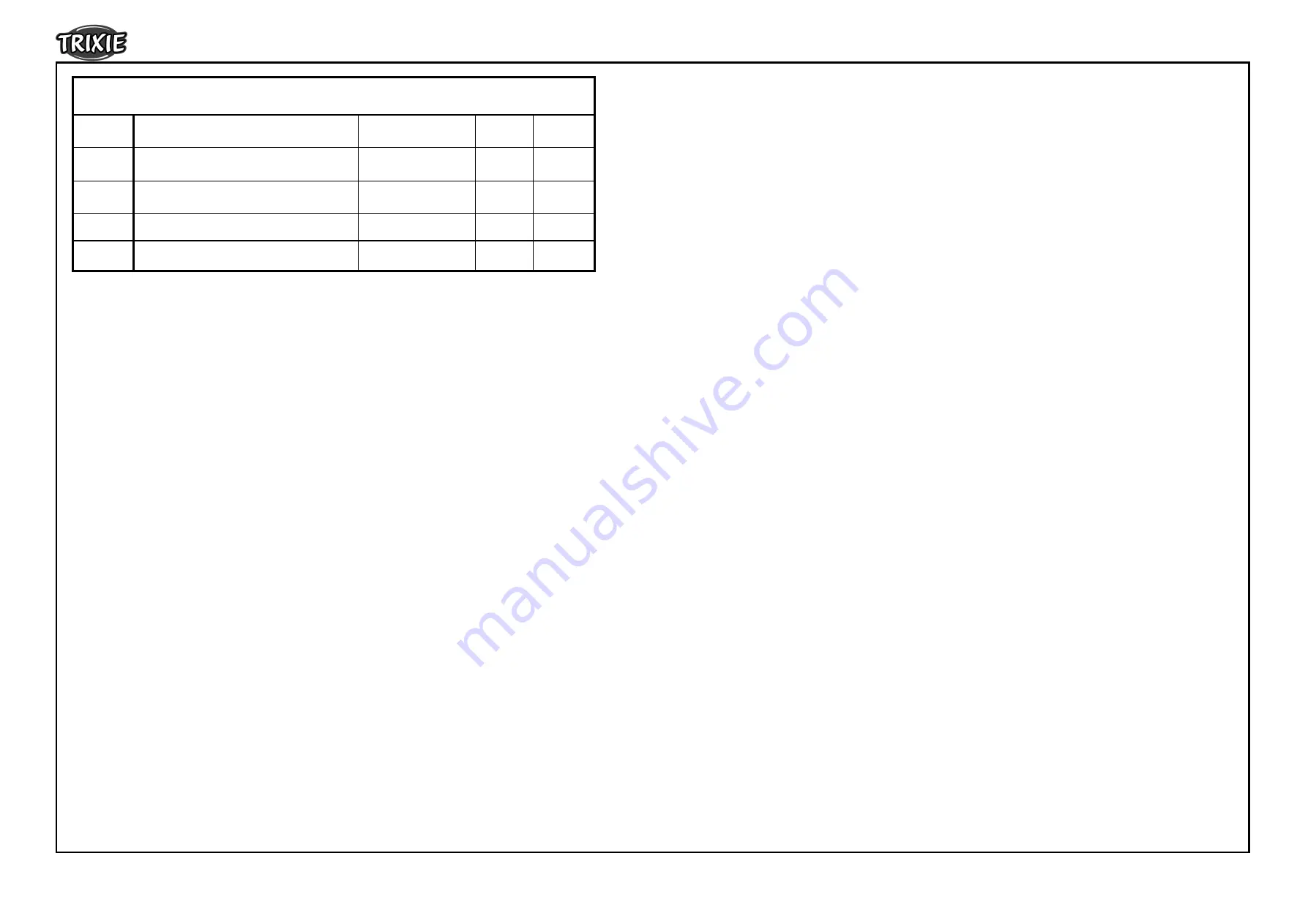 Trixie Natura Assembling Instruction & Part List Download Page 2