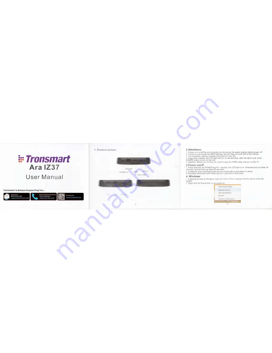 Tronsmart Ara IZ37 User Manual Download Page 1