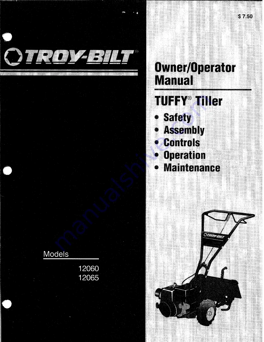 Troy-Bilt 12060 Owner'S/Operator'S Manual Download Page 1