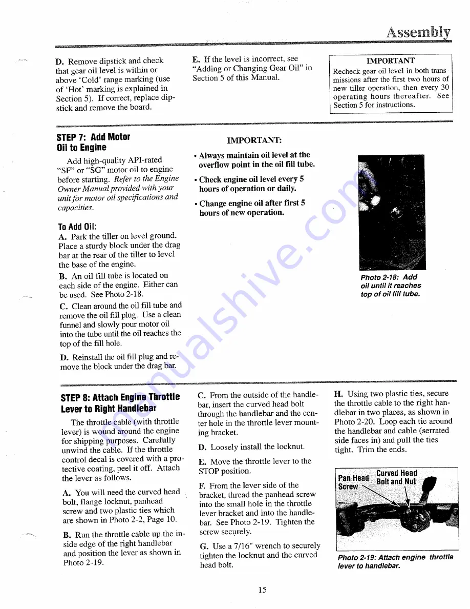 Troy-Bilt 12087 Owner'S/Operator'S Manual Download Page 15