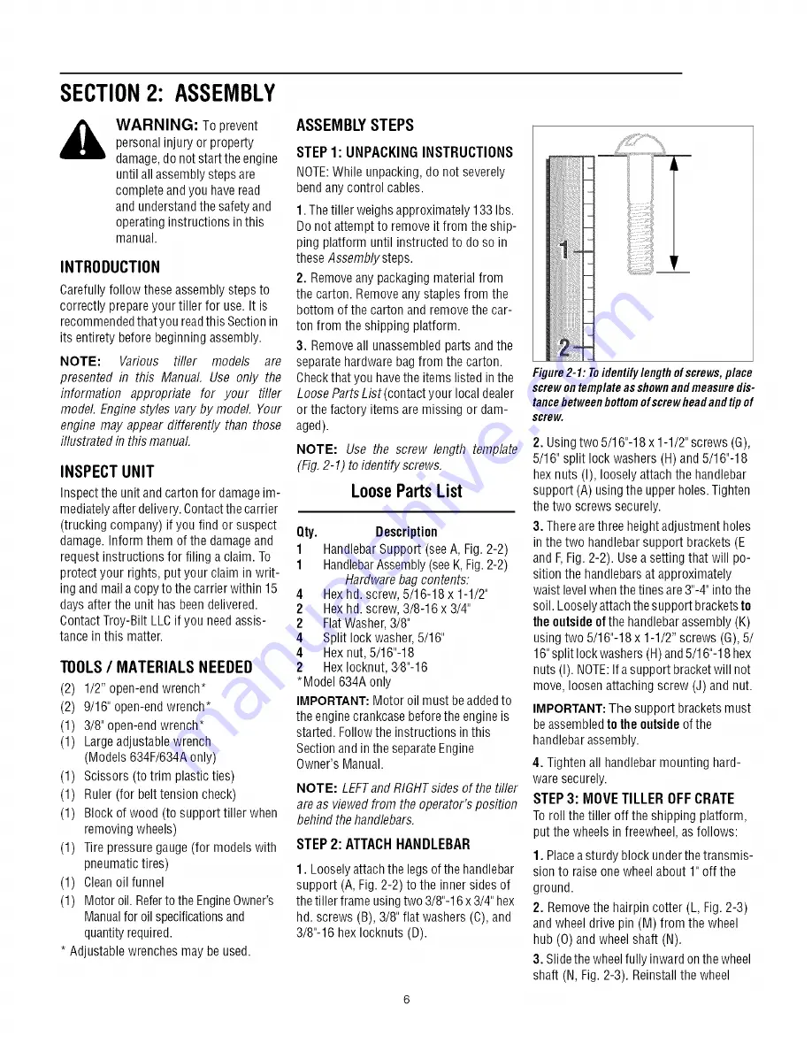 Troy-Bilt 634K--ProLine Operator'S Manual Download Page 6