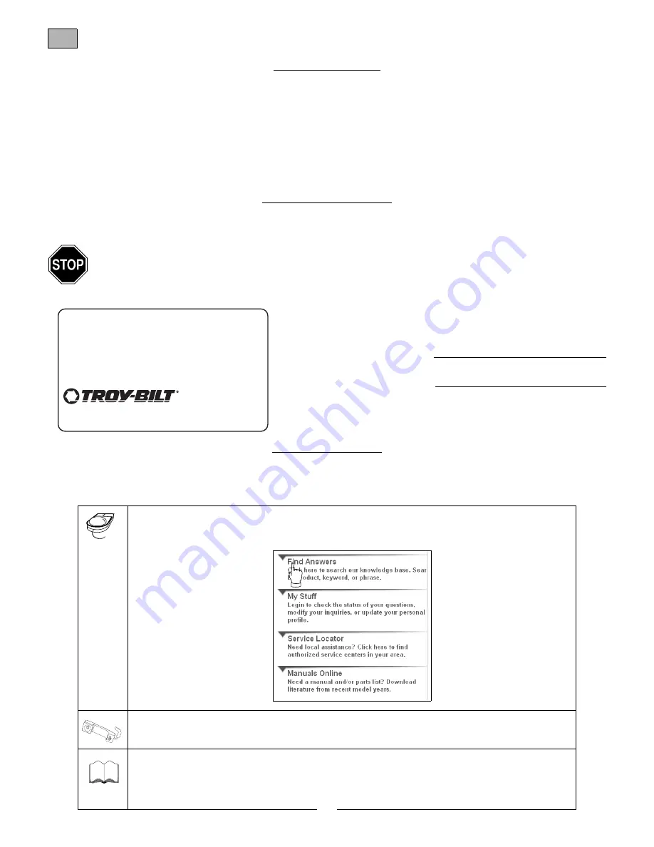 Troy-Bilt 663B-Pony Operator'S Manual Download Page 2