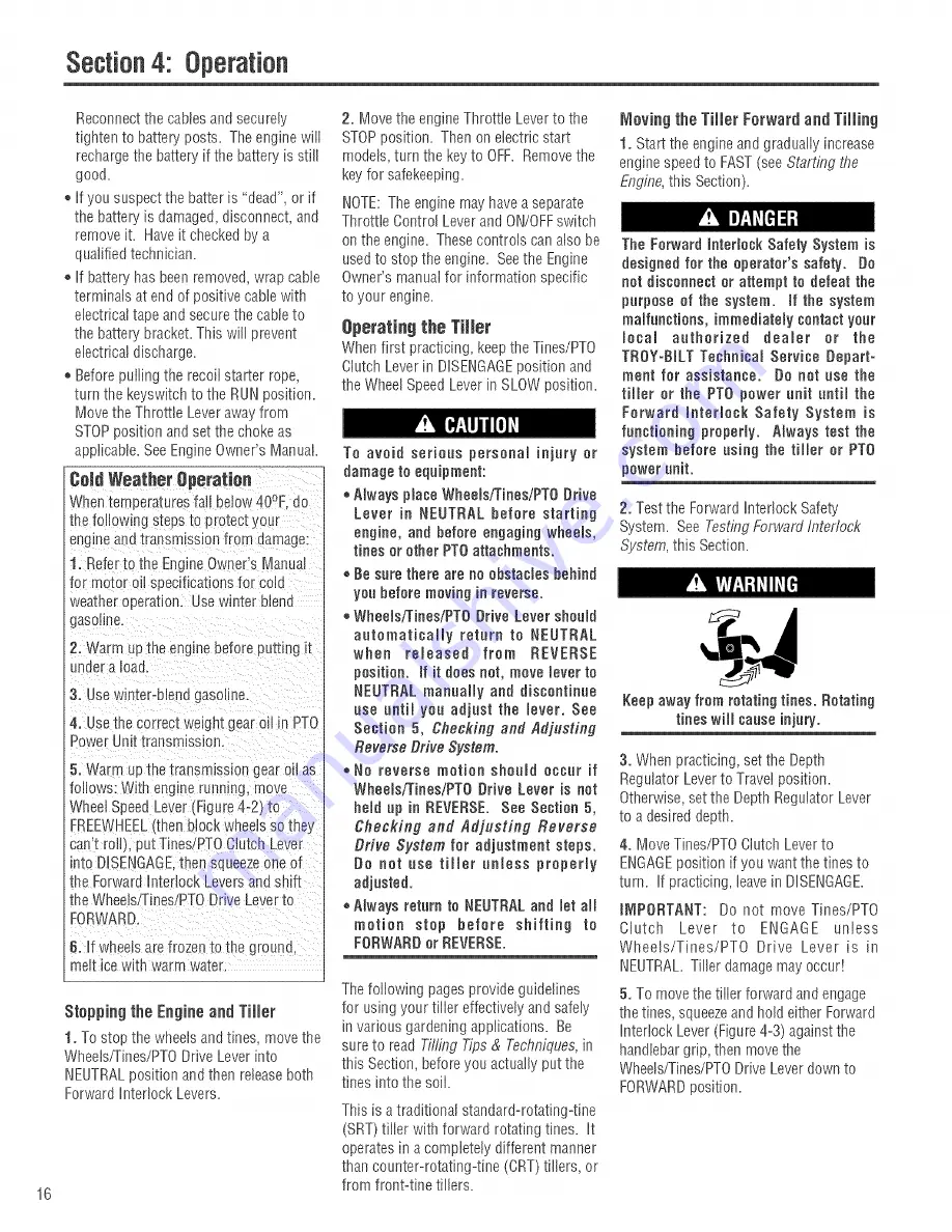 Troy-Bilt 682J-Horse Operator'S Manual Download Page 16