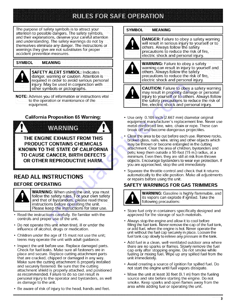 Troy-Bilt TB90BC Operator'S Manual Download Page 3