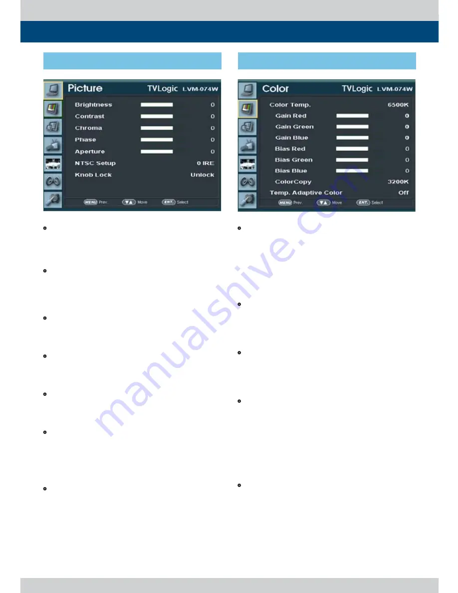 TVLogic LVM-074W Operation Manual Download Page 12