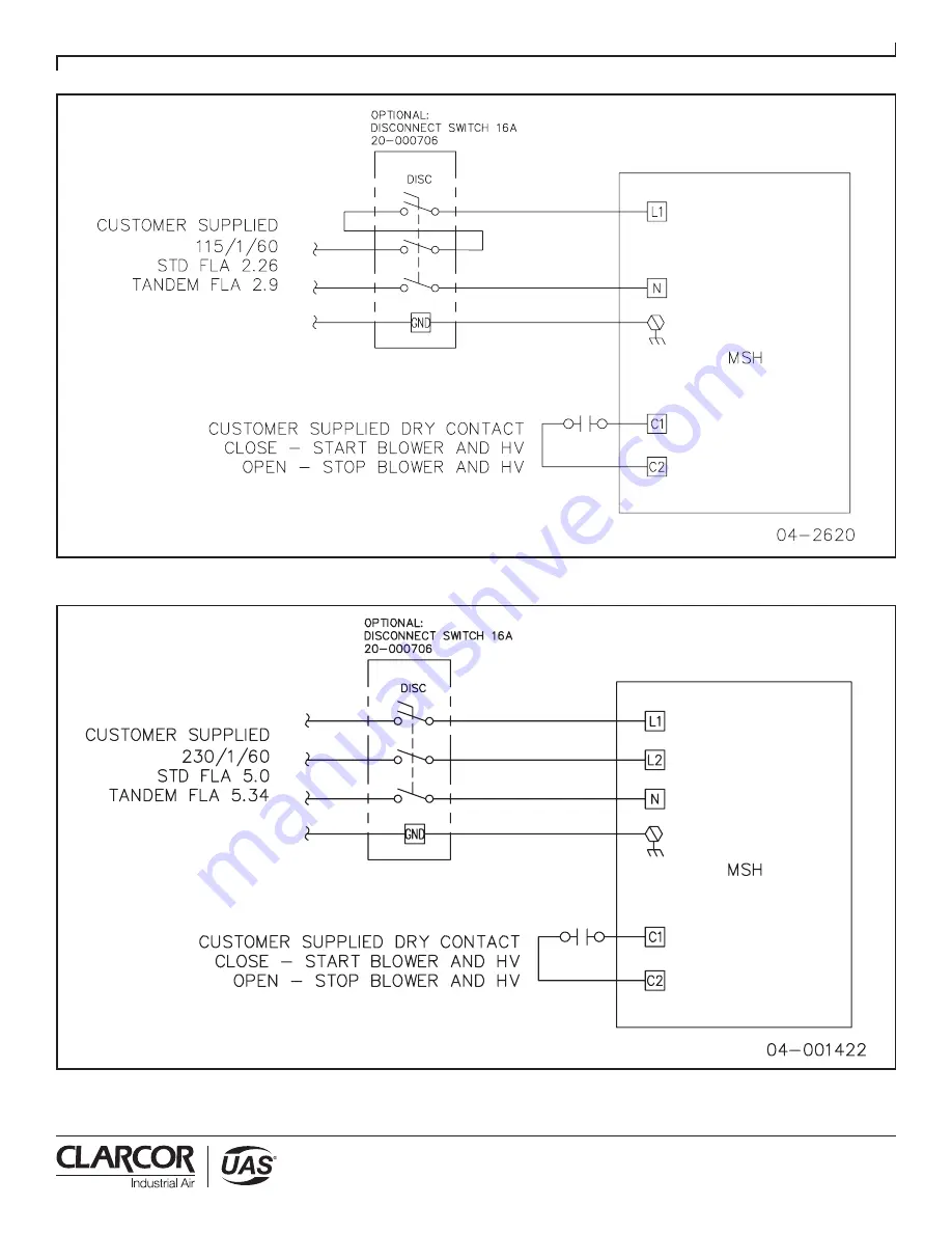 UAS CLARCOR SMOG-HOG MSH Series Owner'S Manual Download Page 22