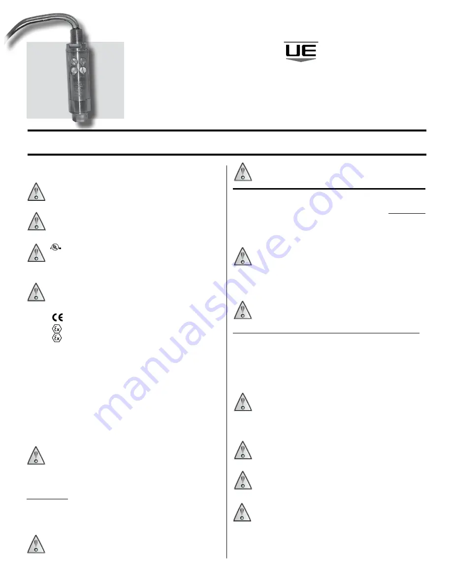 UE TX200 Installation And Maintenance Instructions Download Page 1