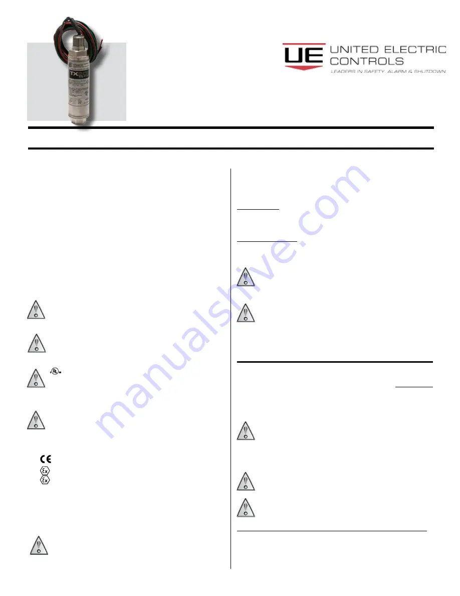 UE TX200H Installation And Maintenance Instructions Manual Download Page 1