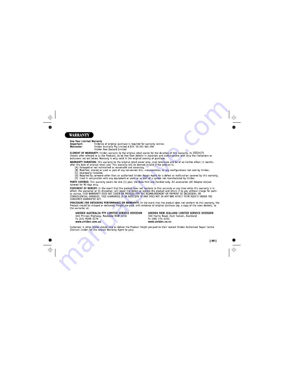 Uniden DSS 2475 Quick Start Manual Download Page 75