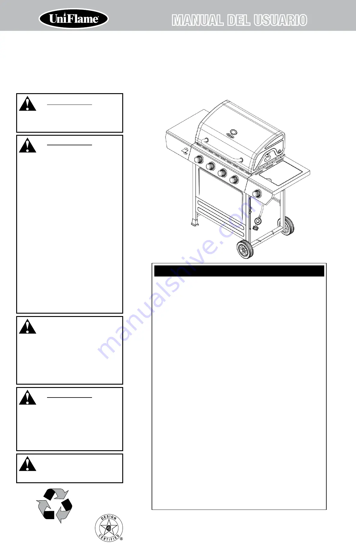 Uniflame GBC1349W Series Owner'S Manual Download Page 14