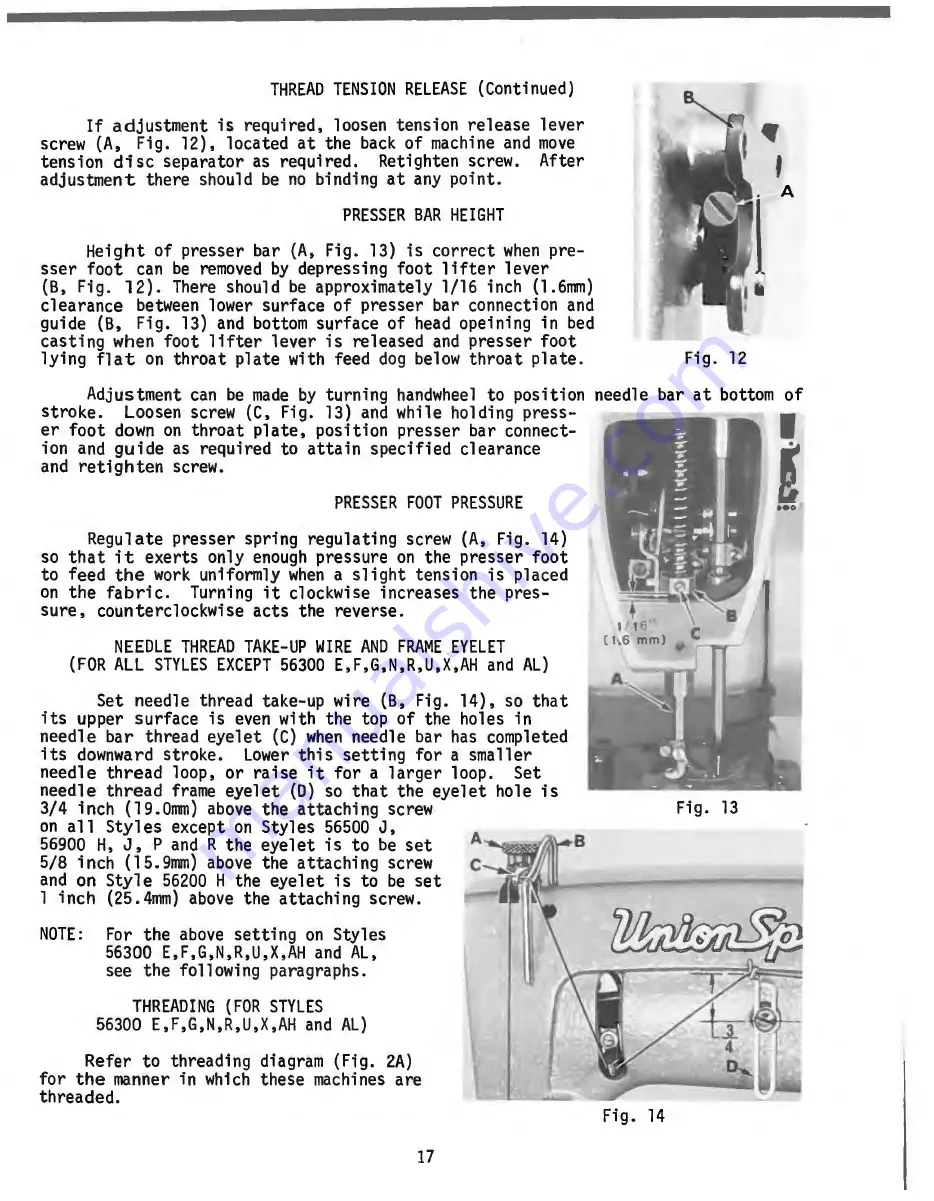 UnionSpecial 129M Adjusting Instructions And Illustrated Parts List Download Page 17