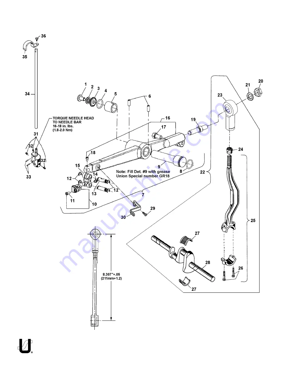 UnionSpecial 31200AQ64 Adjusting Instructions And Illustrated Parts List Download Page 12