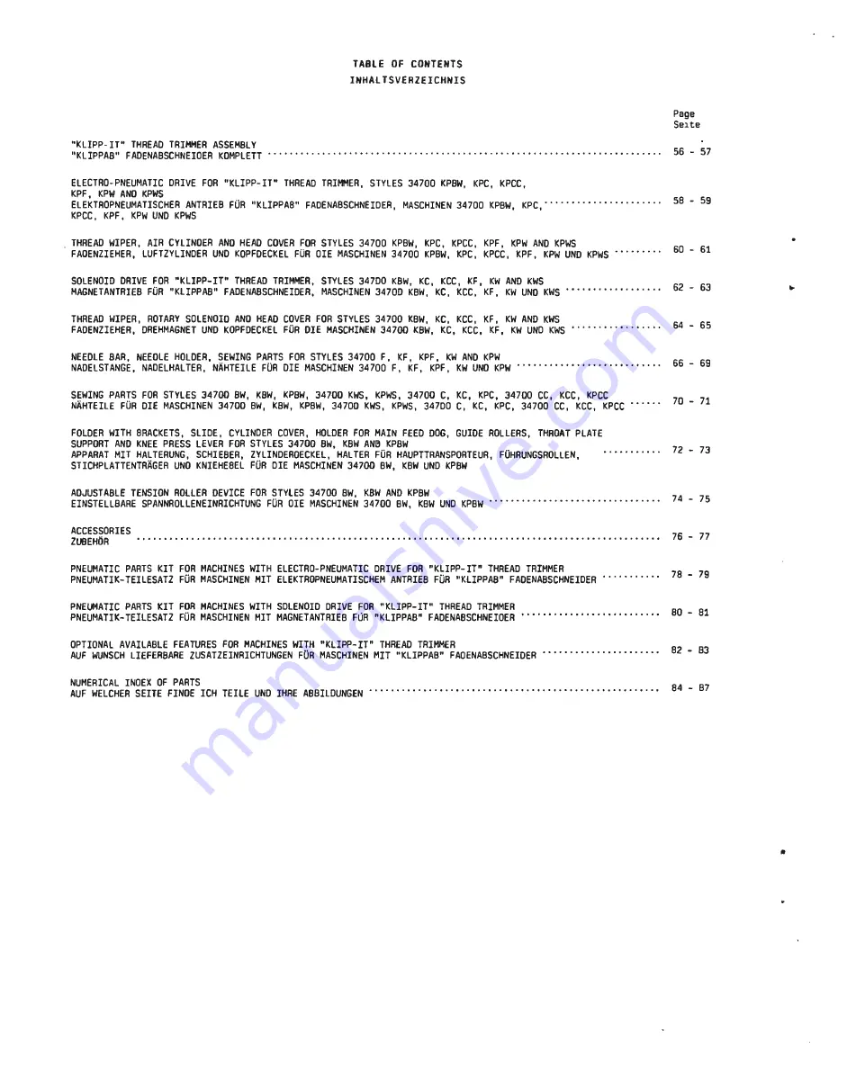 UnionSpecial 34 700 BW Instructions And Illustrated Parts List Download Page 6