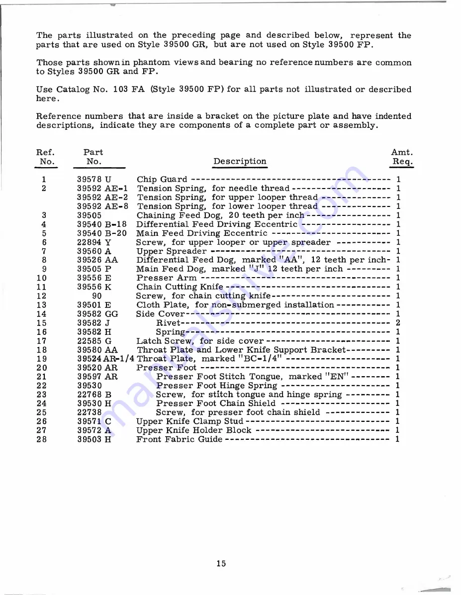 UnionSpecial 39500 GR Instructions For Adjusting And Operating Download Page 15