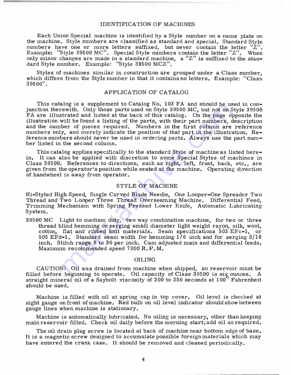 UnionSpecial 39500 MC Instructions For Adjusting And Operating Download Page 4