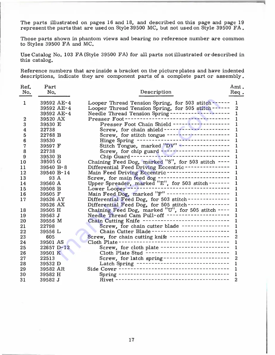 UnionSpecial 39500 MC Instructions For Adjusting And Operating Download Page 17