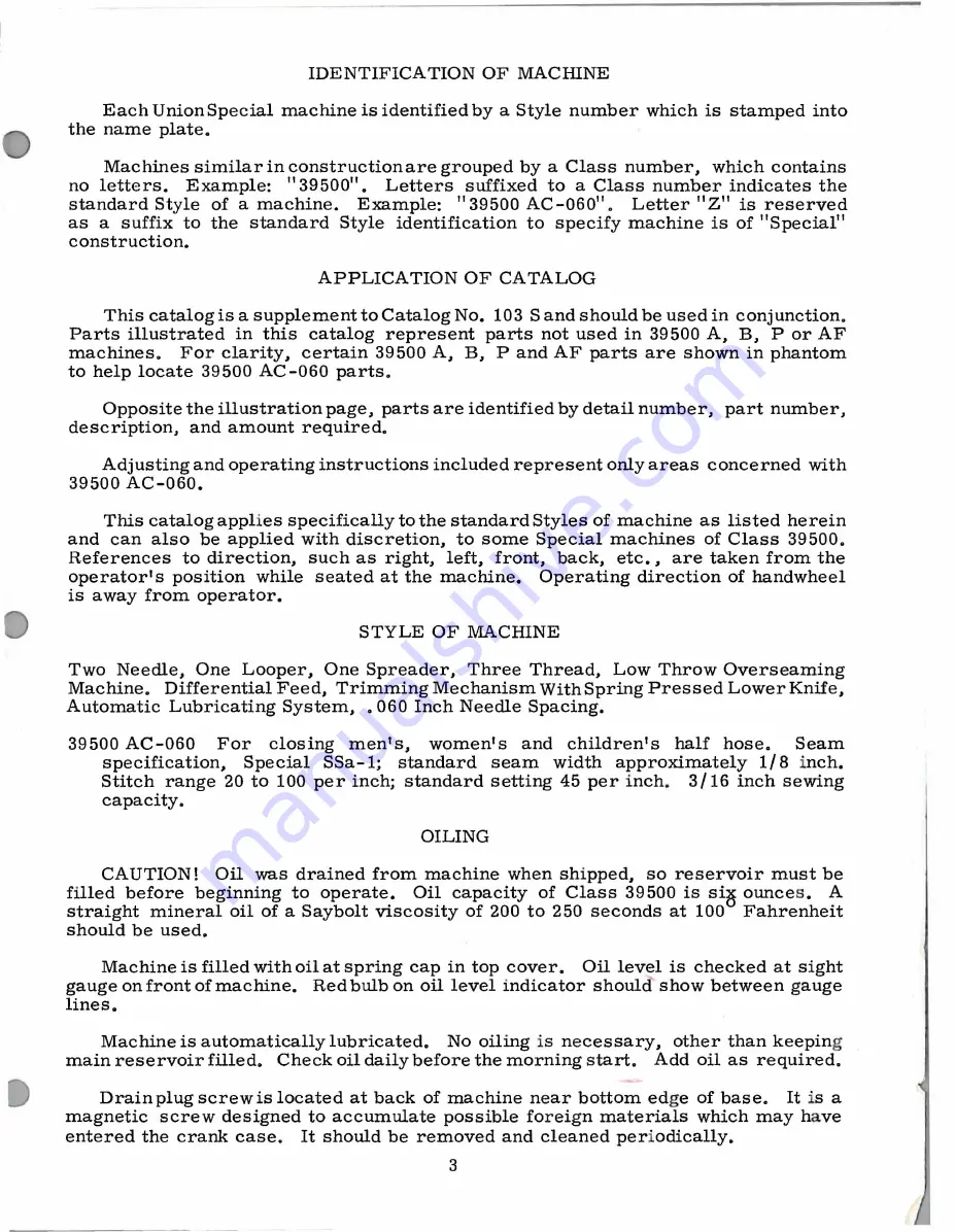 UnionSpecial 39500AC-060 Instructions For Adjusting And Operating Download Page 3