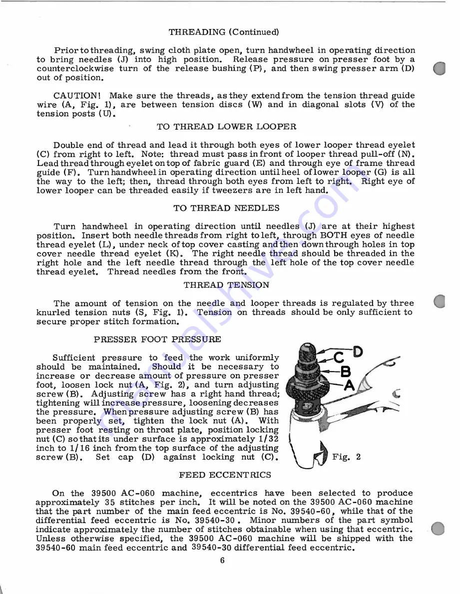 UnionSpecial 39500AC-060 Instructions For Adjusting And Operating Download Page 6