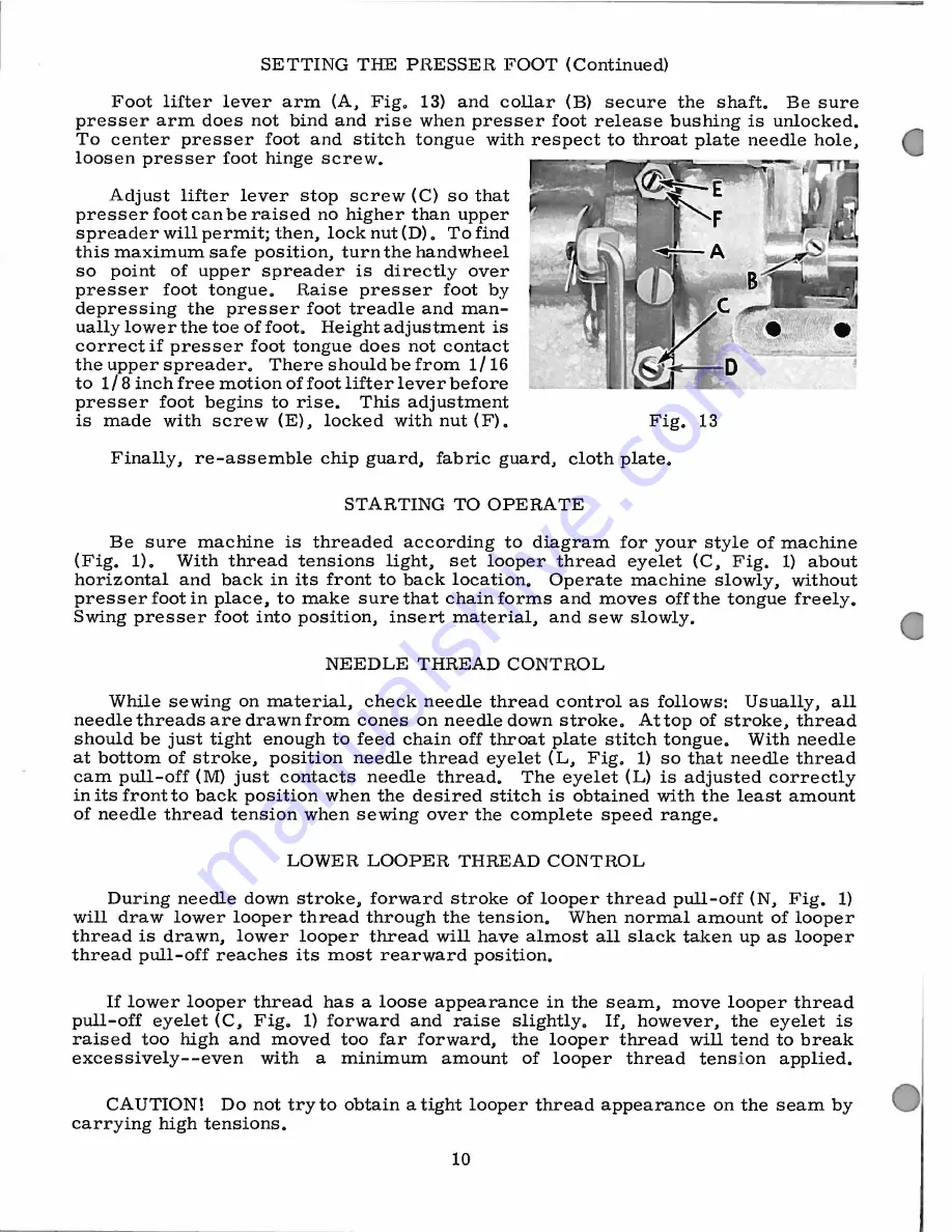 UnionSpecial 39500AC-060 Instructions For Adjusting And Operating Download Page 10