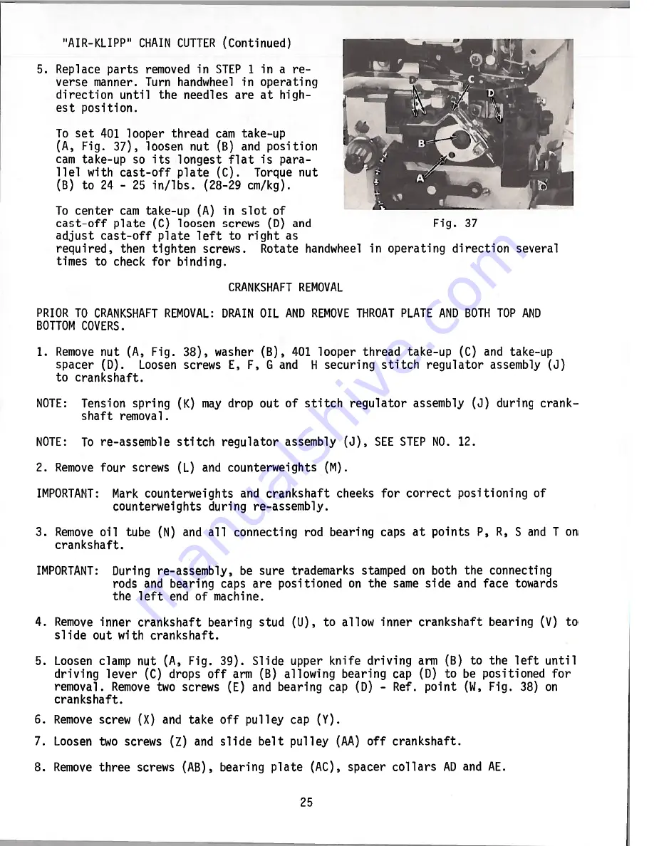 UnionSpecial 398 Classic Series Adjusting Instructions And Illustrated Parts List Download Page 25