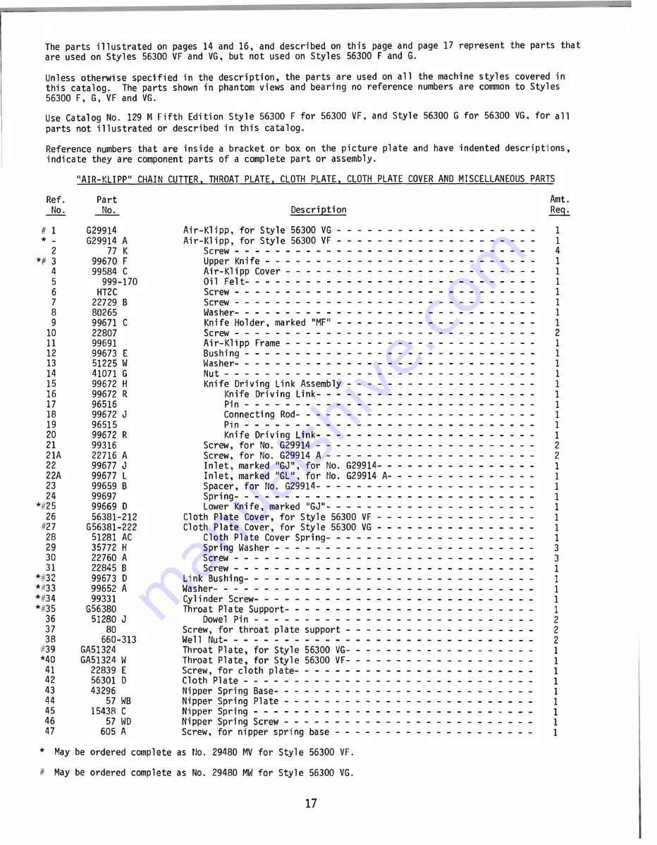 UnionSpecial 50000 Series Adjusting Instructions And Illustrated Parts List Download Page 17