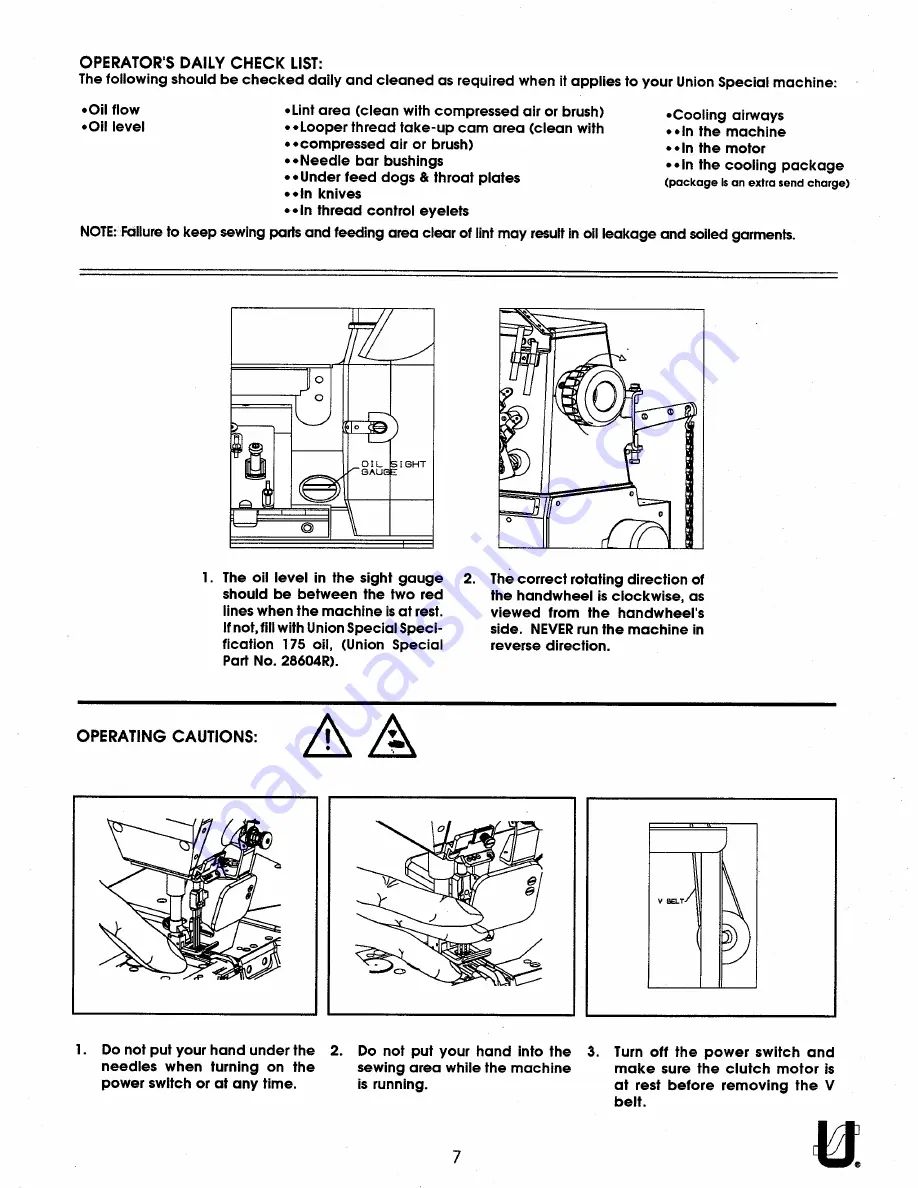 UnionSpecial CS100 series Operator'S Manual Download Page 7