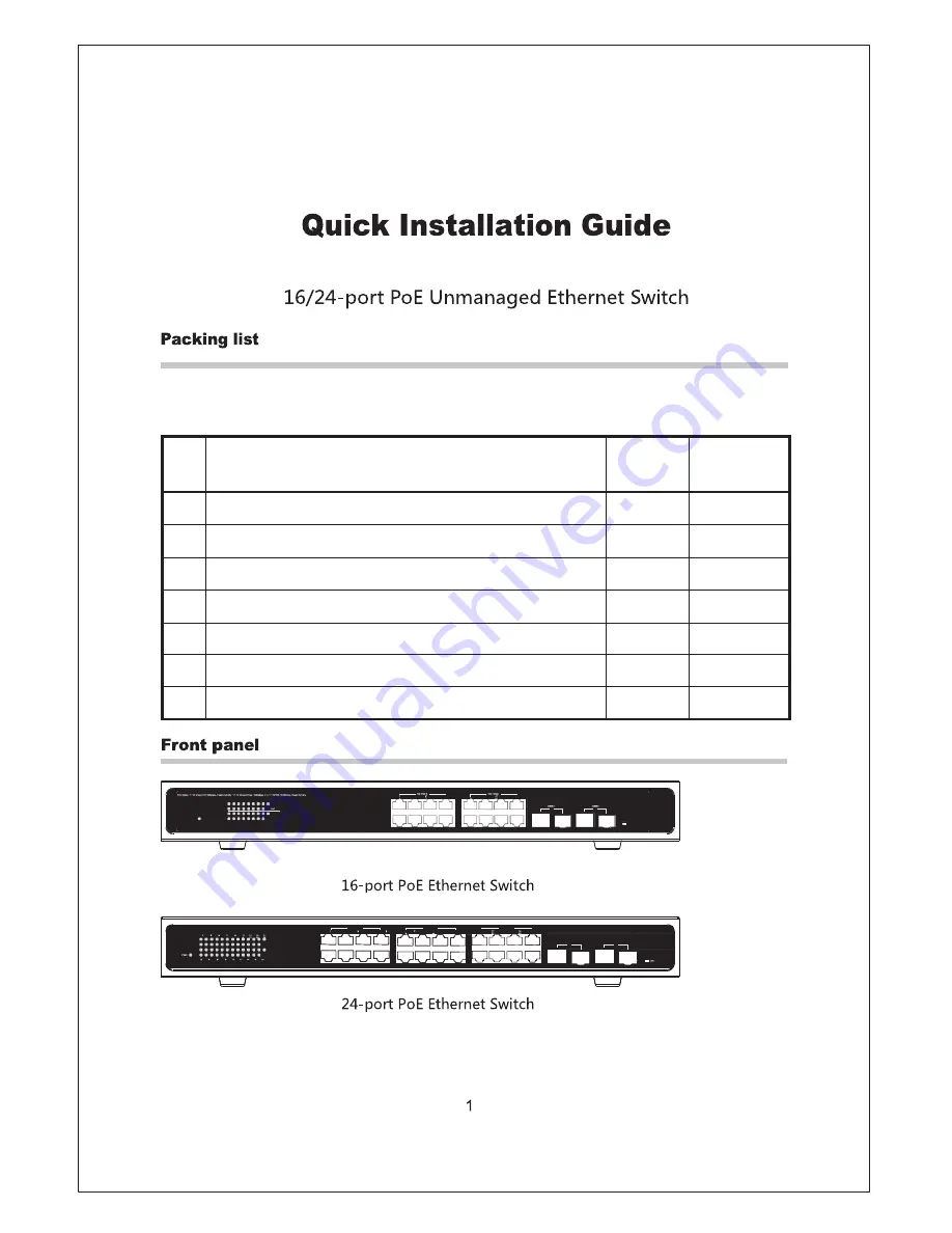 UNIVIEW NSW162P Quick Installation Manual Download Page 1