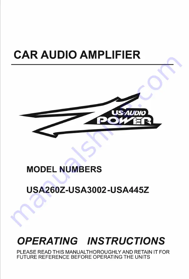 US Audio USA260Z Operating Instructions Manual Download Page 1