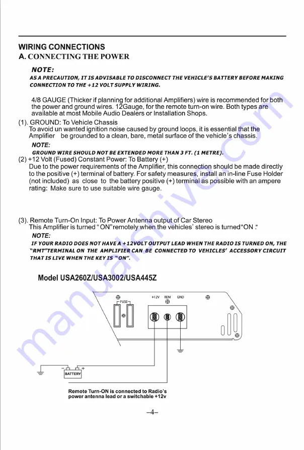 US Audio USA260Z Operating Instructions Manual Download Page 4