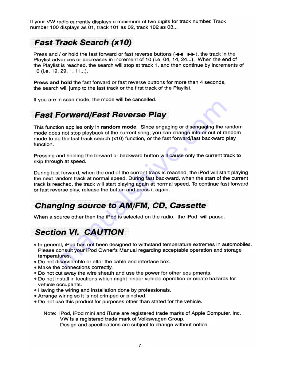 usa-spec PA10-VW Owner'S Manual Download Page 7