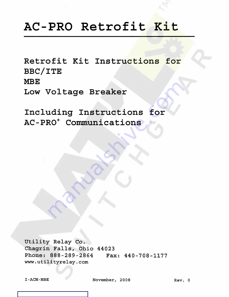 Utility Relay Company AC-PRO Instructions Manual Download Page 1