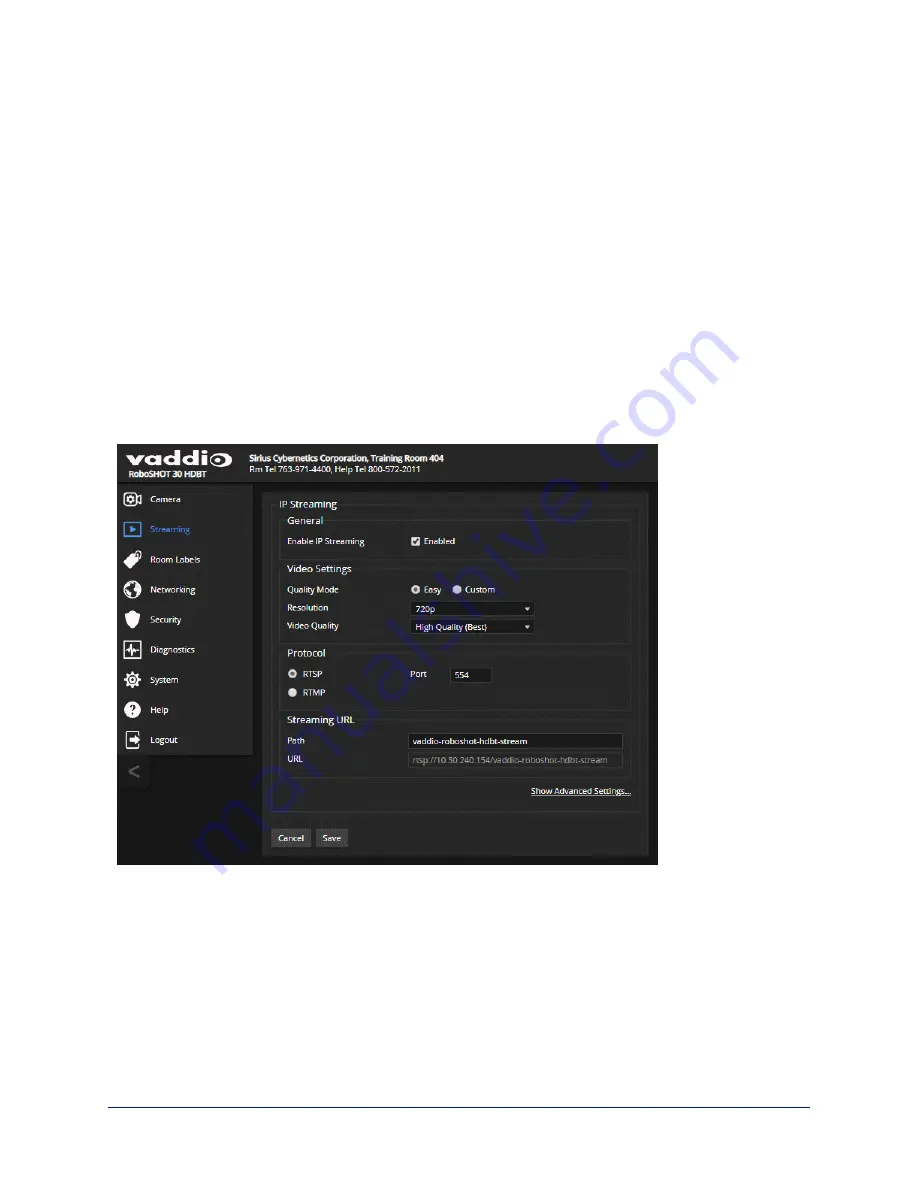 VADDIO RoboSHOT 12 HDBT Complete Manual Download Page 54