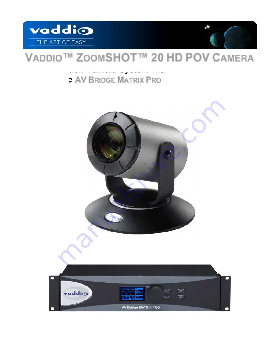 VADDIO ZoomShot 999-6920-000 Скачать руководство пользователя страница 1