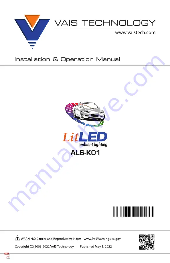 Vais Technology LitLED AL6-K01 Installation & Operation Manual Download Page 1