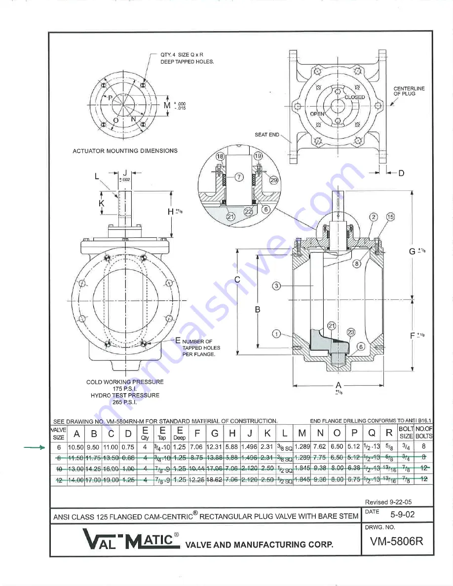 Val-Matic 5801RTLXP O & M Manual Download Page 20