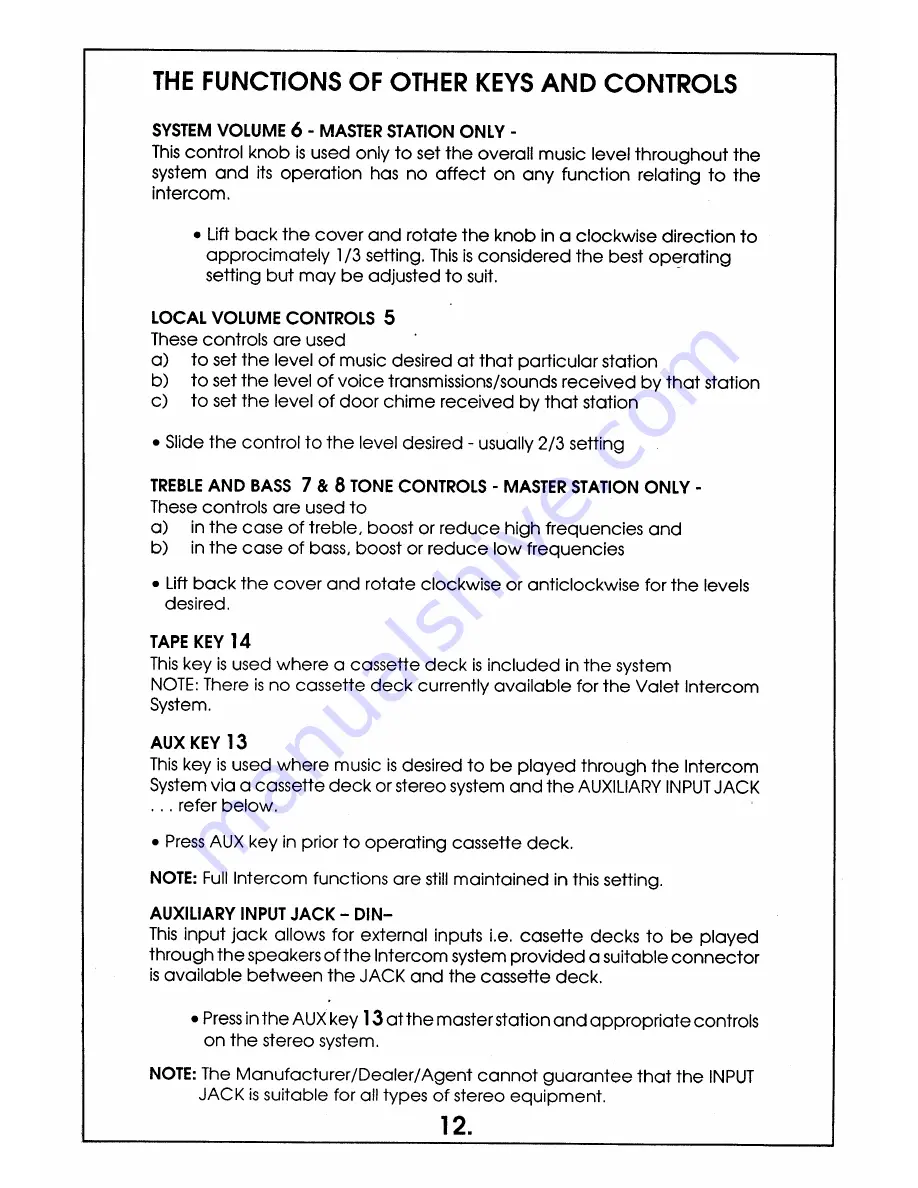 Valet VM1200 Owner'S Manual Download Page 15