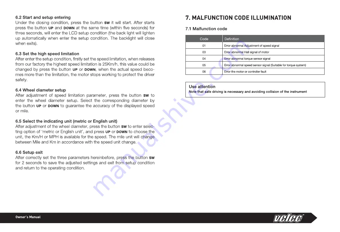 Velec A2/36V Owner'S Manual Download Page 43