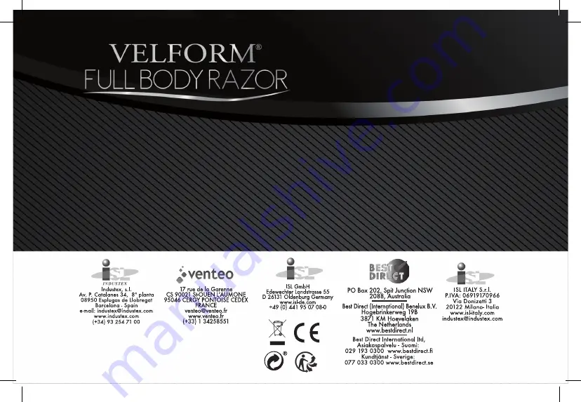 VELFORM FULL BODY RAZOR Instruction Manual Download Page 36