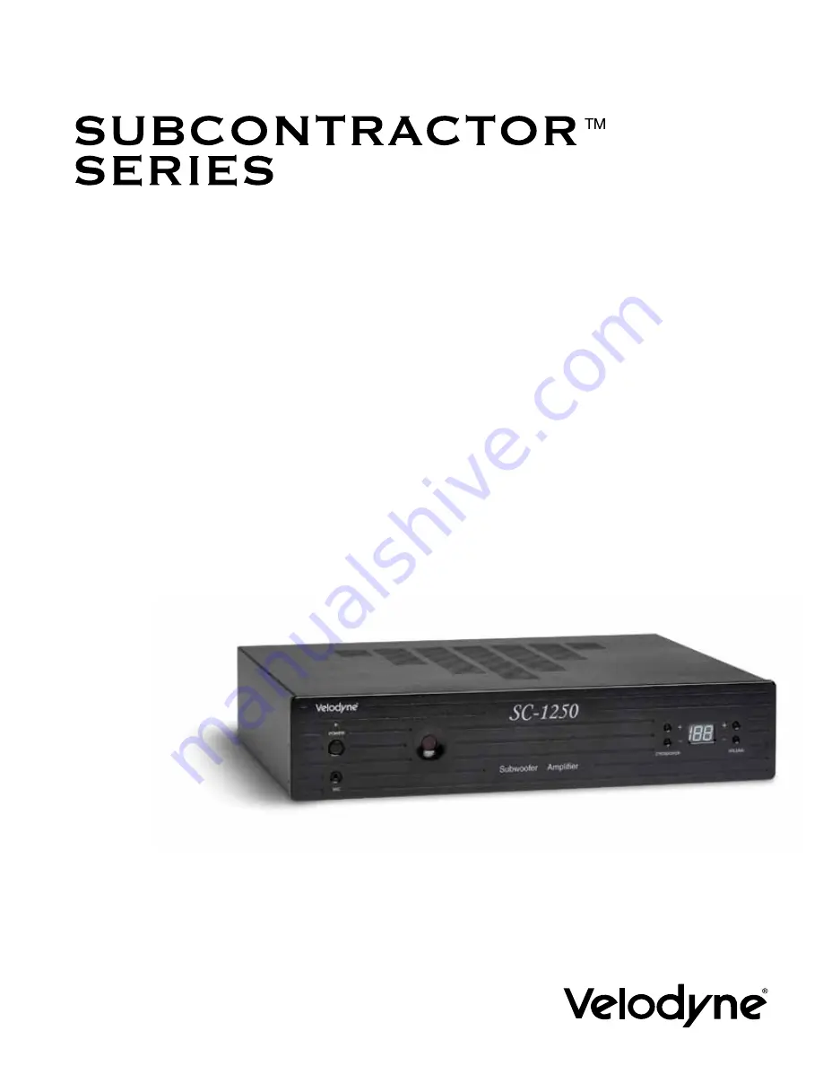 Velodyne SubContractor Series SC-1250 Скачать руководство пользователя страница 1