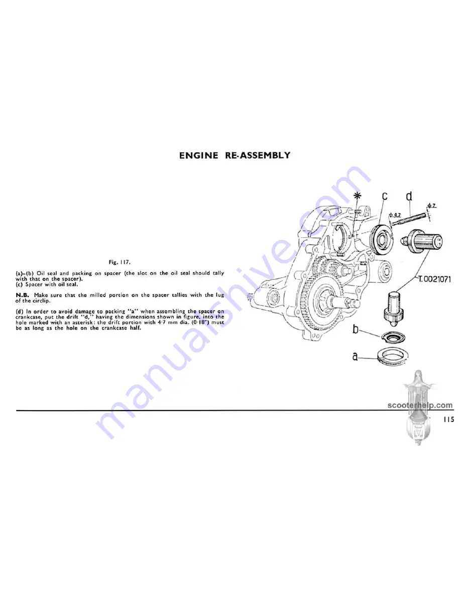 VESPA 152L2 125 cc Service Station Manual Download Page 119